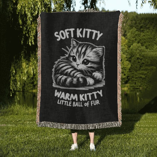 Soft Kitty (dark) Woven Blankets