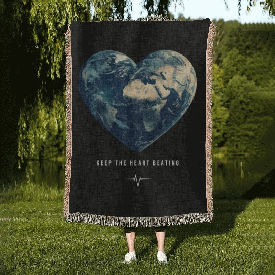 Keep the Heart Beating Earth Day Earth Environment Woven Blankets