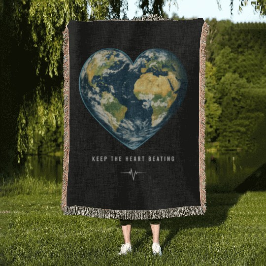 Keep the Heart Beating Environment Earth Earth Day Woven Blankets
