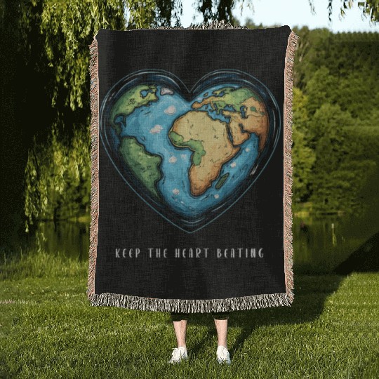 Keep the Heart Beating Environment Earth Day Earth Woven Blankets