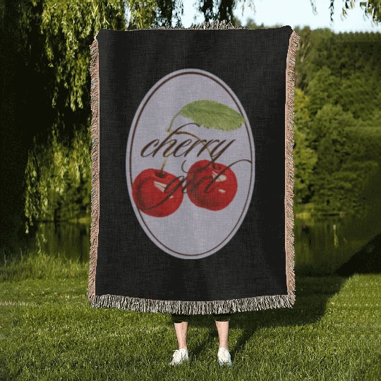 Cherry Girl Vintage Design Woven Blankets
