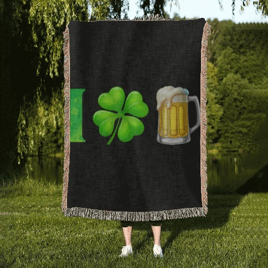 I Shamrock Beer Funny St Patrick's Day I Love Beer Woven Blankets