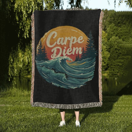 Carpe Diem Seize the Day Gift Woven Blankets