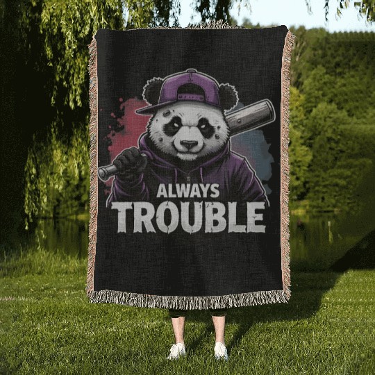 Gangster Panda Panda Bear Pandas Woven Blankets