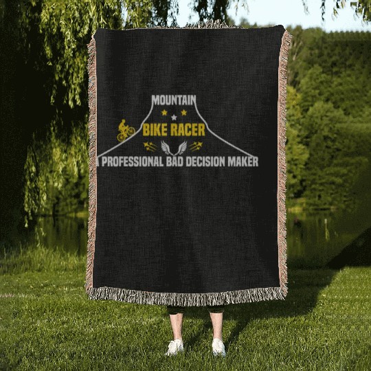 Mountain Bike Racer Woven Blankets