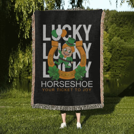 Lucky horseshoe your ticket to joy Woven Blankets