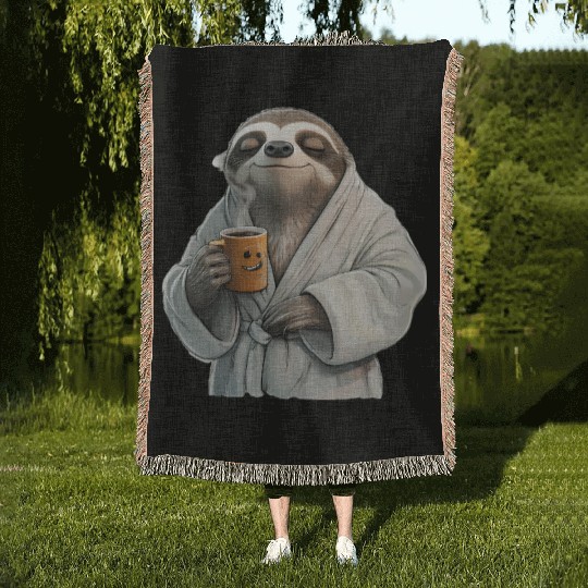 Lazy Sloth - Coffee First Woven Blankets