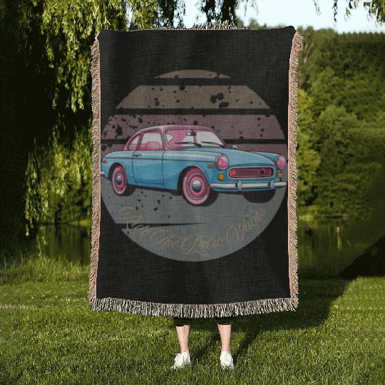 “Ride the Retro Vibes – Cruise Through Nostalgia” Woven Blankets