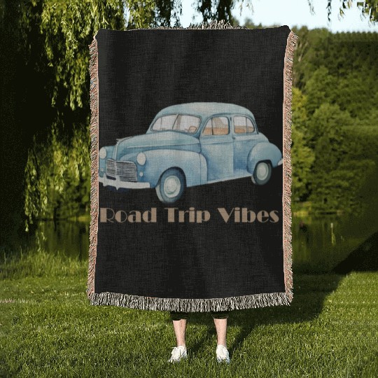 “Road Trip Vibes – Adventure on the Open Road” Woven Blankets