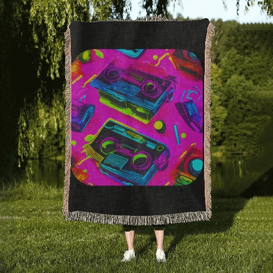 80s lifestyle oldschool pop Woven Blankets