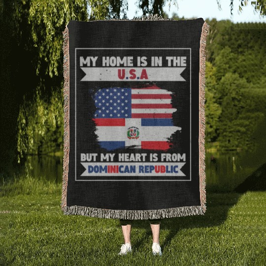My Home The USA Heart From Dominican Republic US Woven Blankets