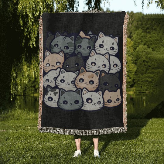 Cute Cat Pile: Adorable Kittens Stack Woven Blankets