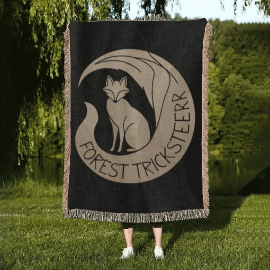 Forest Tricksteerr Fox Nature Emblem Design Woven Blankets
