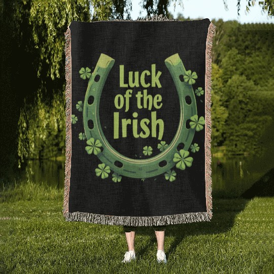 Luck of the Irish Horseshoe Design Woven Blankets