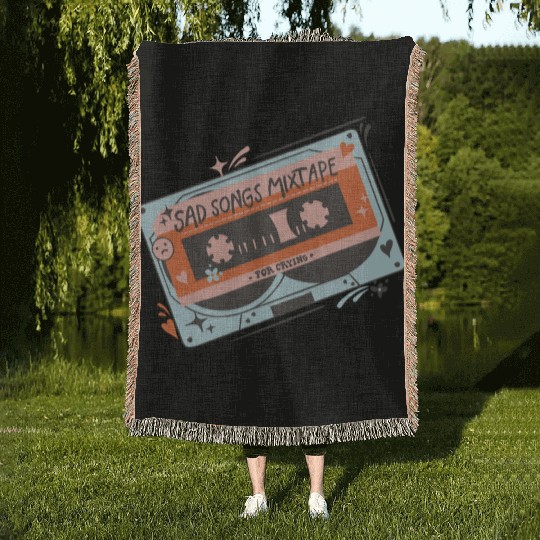 Vintage Sad Songs Mixtape Design Woven Blankets