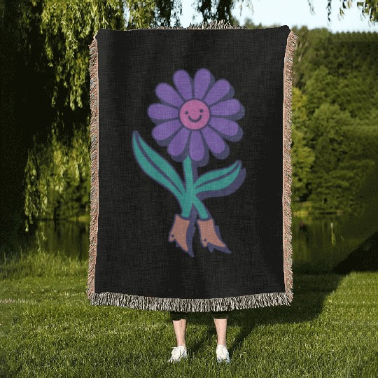 Walking Flower – Playful Bloom Character Woven Blankets