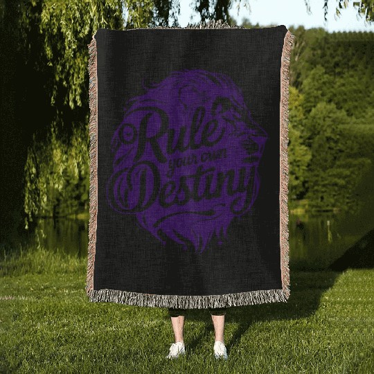 Rule Your Destiny Lion art & Design Woven Blankets