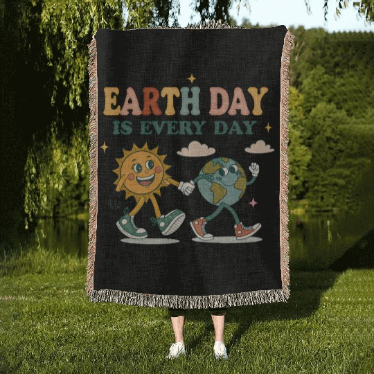 Earth Day is every day Woven Blankets