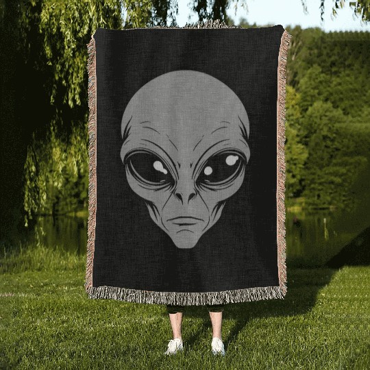 Grey Alien Woven Blankets
