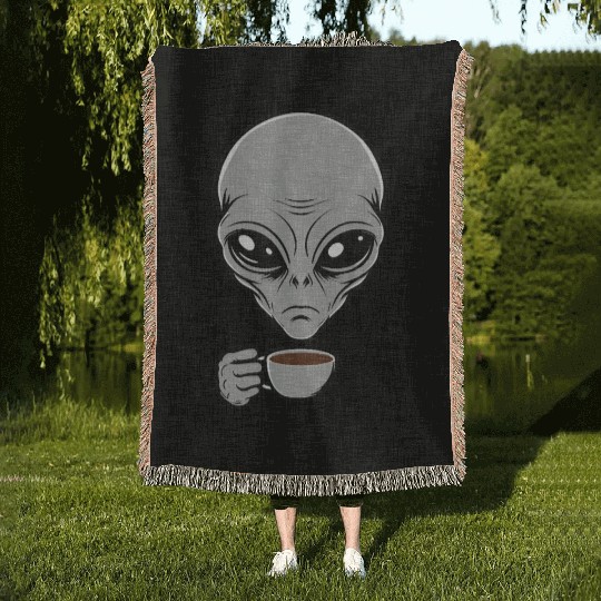 Grey Alien Woven Blankets