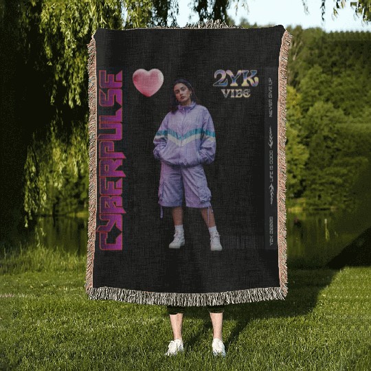 Y2K Vibes Cyberpulse Retro Woven Blankets