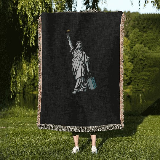 Funny Statue of Liberty USA America Sarcasm Woven Blankets