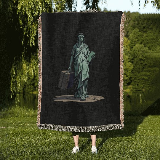 Funny Statue of Liberty USA America Sarcasm Woven Blankets