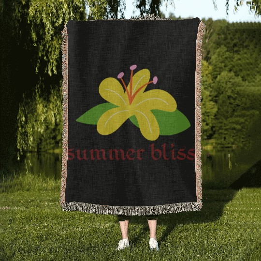 Bright Yellow Summer Blossom Design Woven Blankets