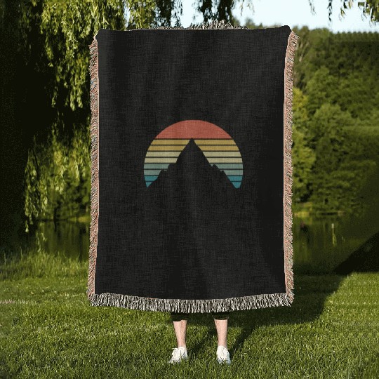 Retro Denali National Park US Vintage Denali Woven Blankets