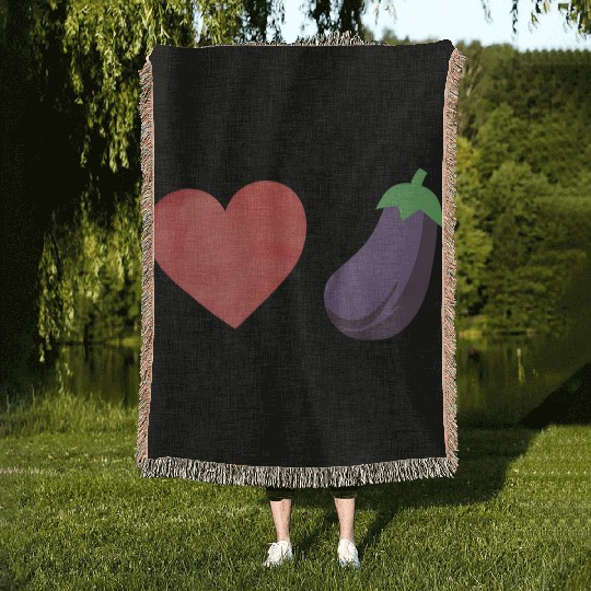 Love Eggplant Funny Gay LGBTQ Pride Woven Blankets