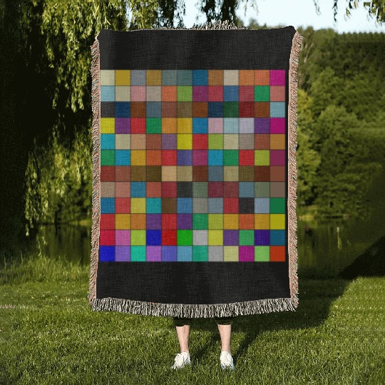 "Vibrant Multi-Color Square Box Design Woven Blankets"