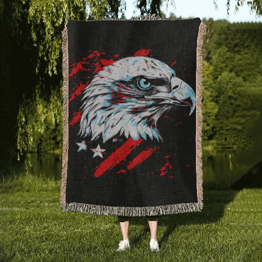 Symbol of America - American Bald Eagle Woven Blankets
