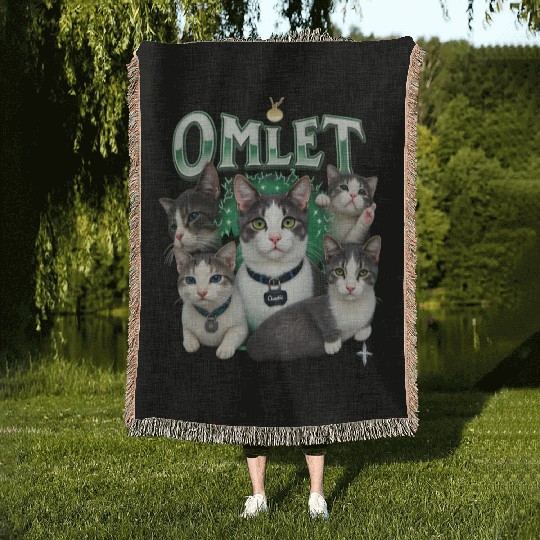 Vintage 90s Aesthetic Multi-Cat Graphic Woven Blankets