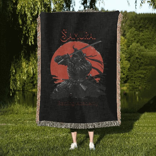 Samurai batting academy Woven Blankets