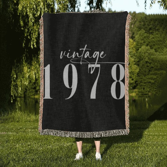 Vintage 1978 Elegant Minimalist Birthday Woven Blankets