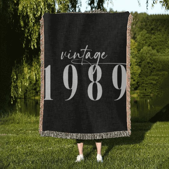 Vintage 1989 Elegant Minimalist Birthday Woven Blankets