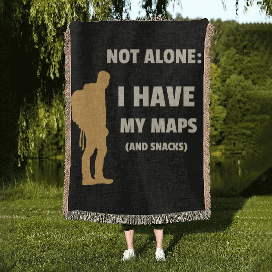 Solo traveler: I have my maps and snacks Woven Blankets