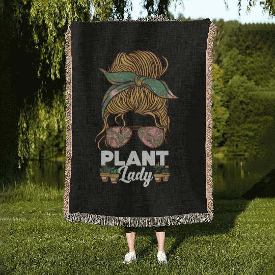 Plant Lover Gardening Plant Lady Woven Blankets