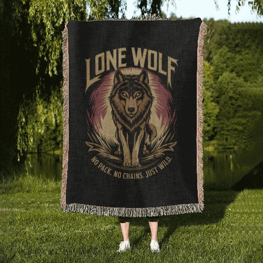 Lone Wolf - No Pack, No Chains, Just Wild Woven Blankets