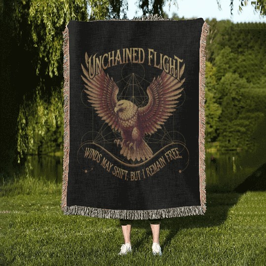 Unchained Flight - Eagle & Metatron’s Cube Woven Blankets