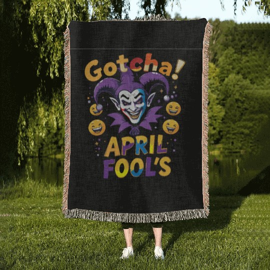 "Gotcha! April Fool’s – Funny Jester & Prank Woven Blankets