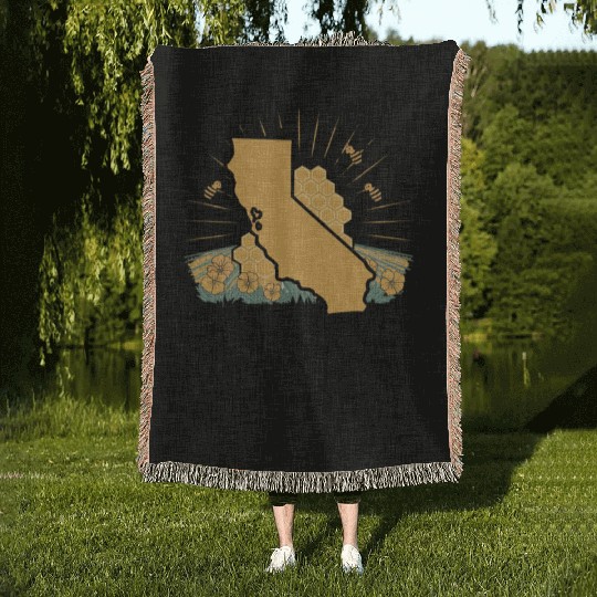 California honey sweet as the golden state Woven Blankets