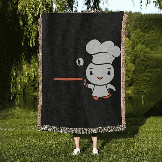 Bird Chef Cooking Pot Duck Delicious Hunger Food Woven Blankets
