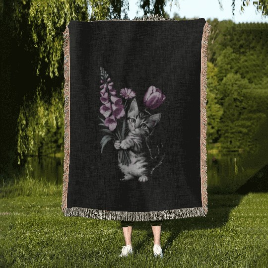 Subtle Floral Anti Trump Flowers Foxglove Daisy Woven Blankets