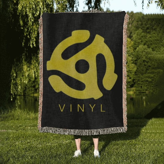 45RPM Retro Vinyl Record Adaptor Woven Blankets