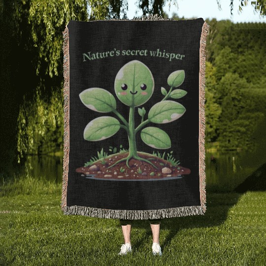 Energetic Cartoon Plant Character Woven Blankets