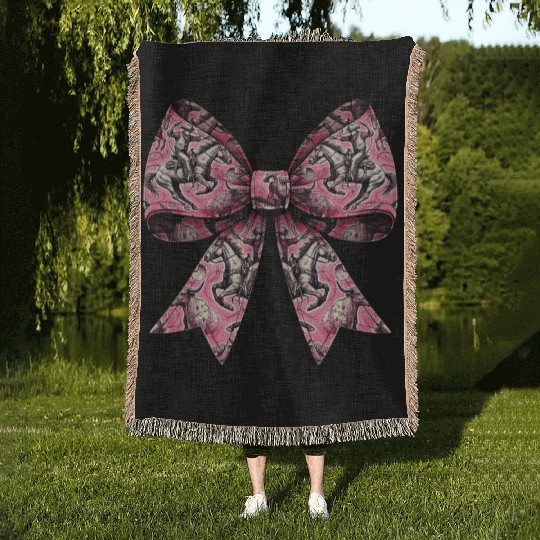 Coquette Bow Rodeo Barrel Racer Barrel Racing Woven Blankets
