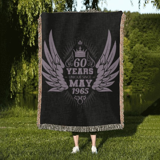 60th birthday angel wings unique since May 1965 Woven Blankets