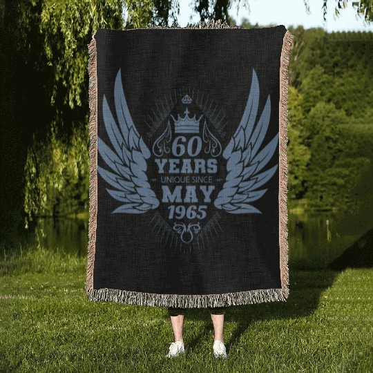 60th birthday angel wings unique since May 1965 Woven Blankets