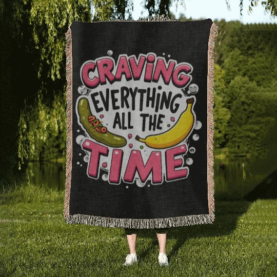 Pregnancy Cravings Funny Maternity Food Baby Bump Woven Blankets